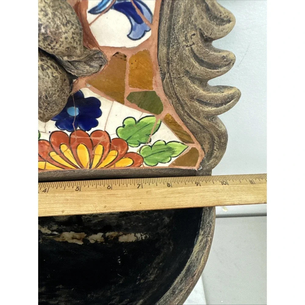 Vintage Large Resin and Mosaic Art Tile Wall hanging floral Planter Crafted 18